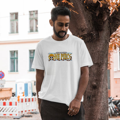 One Piece Anime Printed T-Shirt (Front & Back Design) – White & Black | Men’s Classic Fit | S–XXL