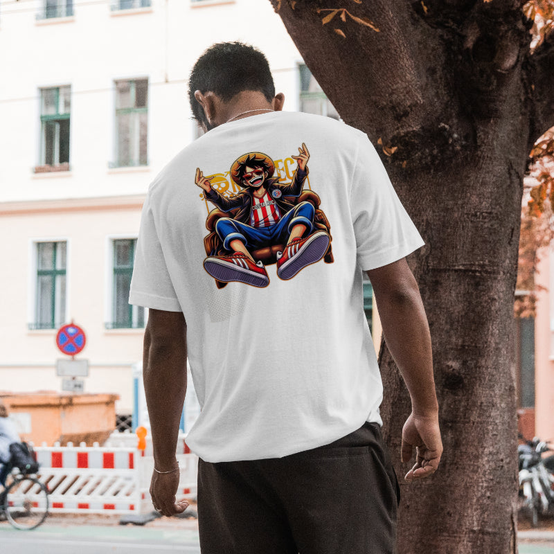 One Piece Anime Printed T-Shirt (Front & Back Design) – White & Black | Men’s Classic Fit | S–XXL